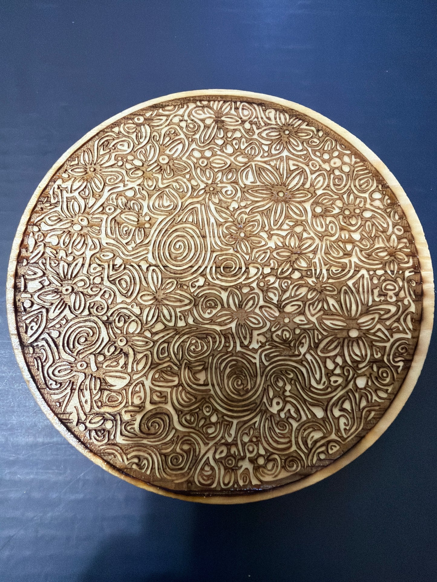 Floral pattern circular coaster