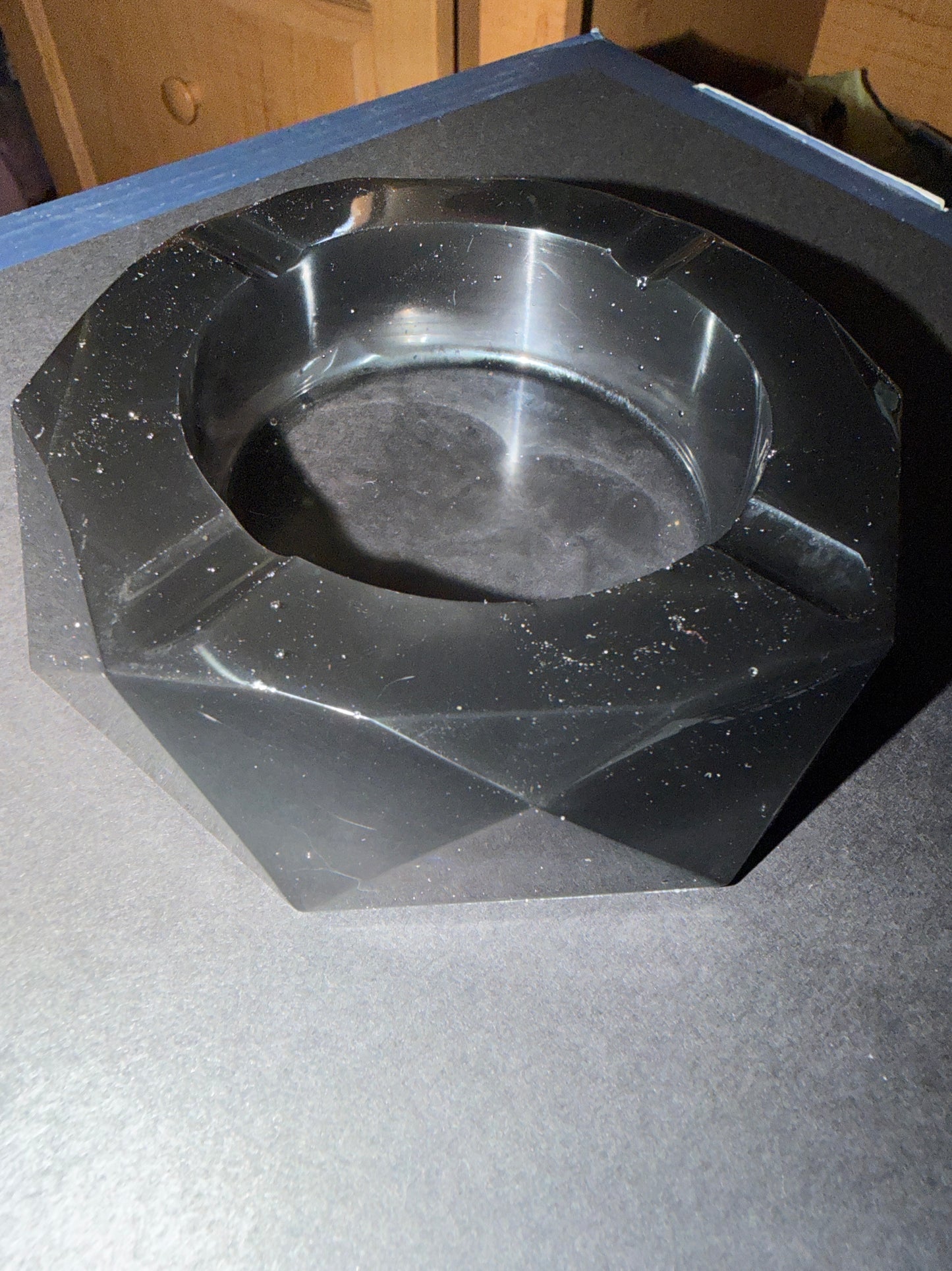 Black Epoxy Resin Ashtray – Handmade Sleek Modern Ashtray