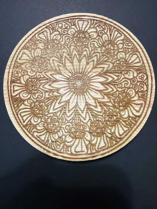 Floral pattern circular coaster