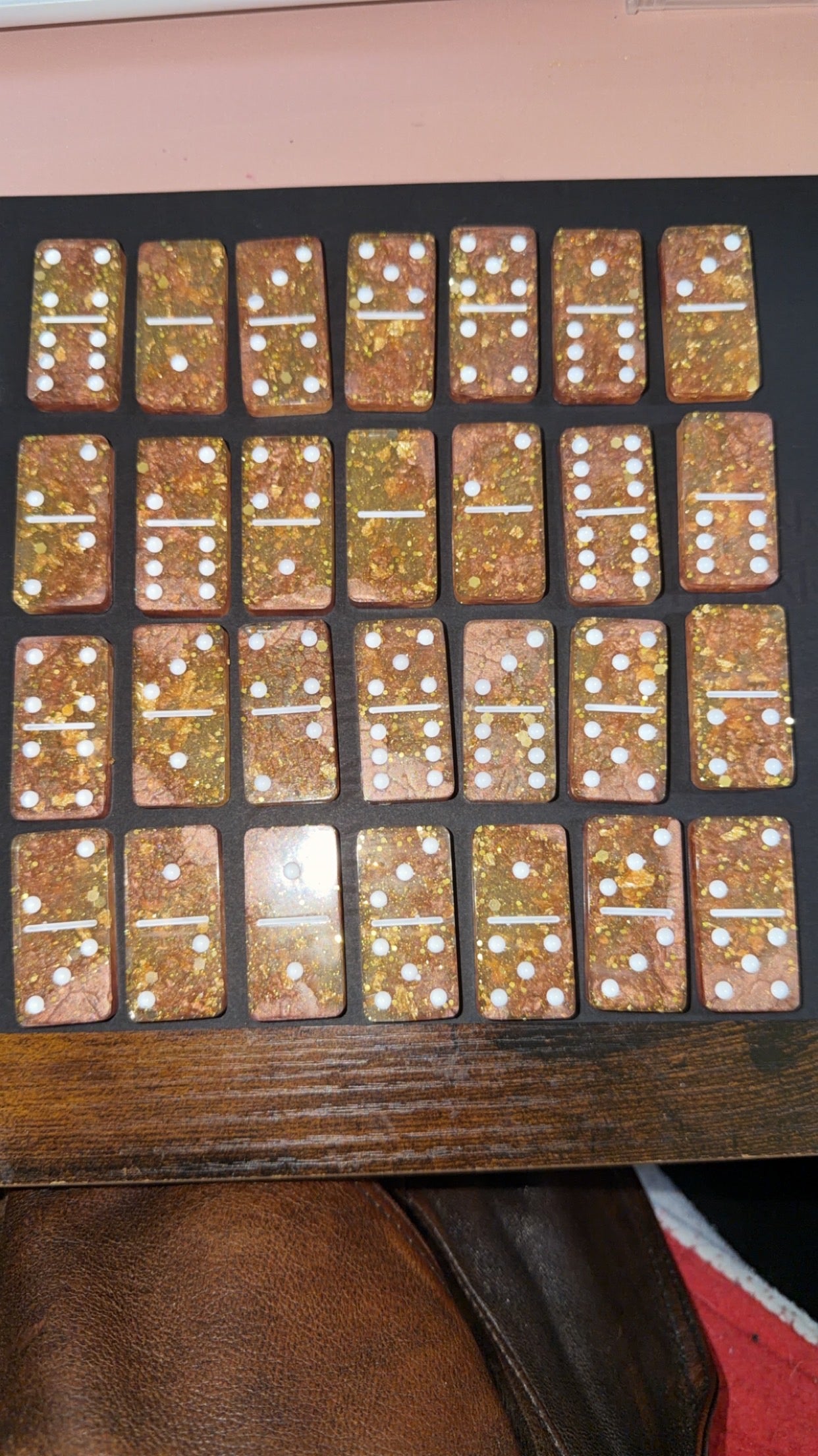 Rose gold & gold epoxy resin dominoes